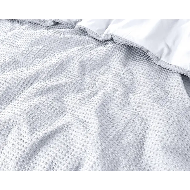 Katoen percale dekbedovertrek Waffle - wit
