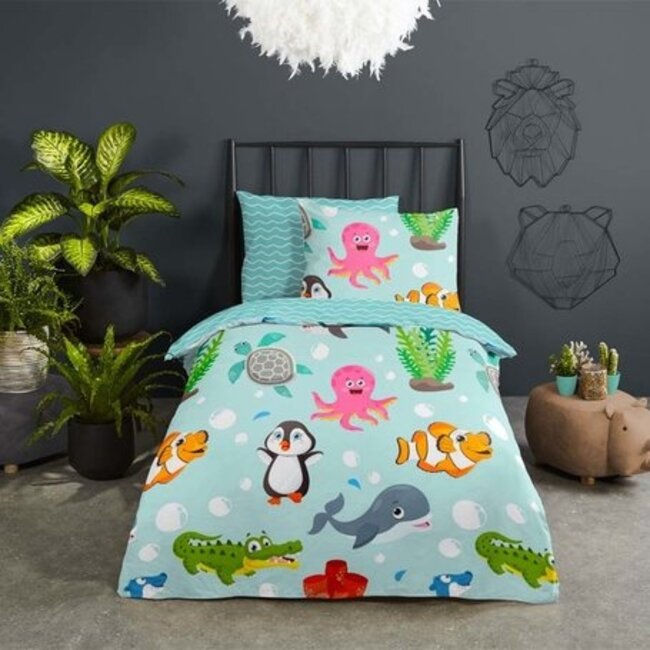 Dekbedovertrek Seaworld - Katoen - 140x220 + 60x70 cm