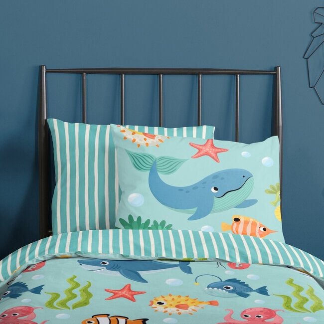 Katoen kinderdekbedovertrek Ocean - 140x220 + 60x70 cm