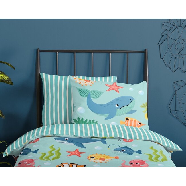 Katoen kinderdekbedovertrek Ocean - 140x220 + 60x70 cm
