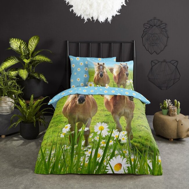 Katoen kinderdekbedovertrek Pony's - 140x220 + 60x70 cm