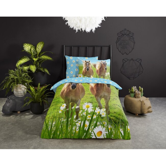 Katoen kinderdekbedovertrek Pony's - 140x220 + 60x70 cm