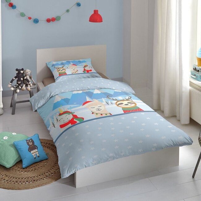 Flanel kinderdekbedovertrek Friends - 140x220 + 60x70 cm