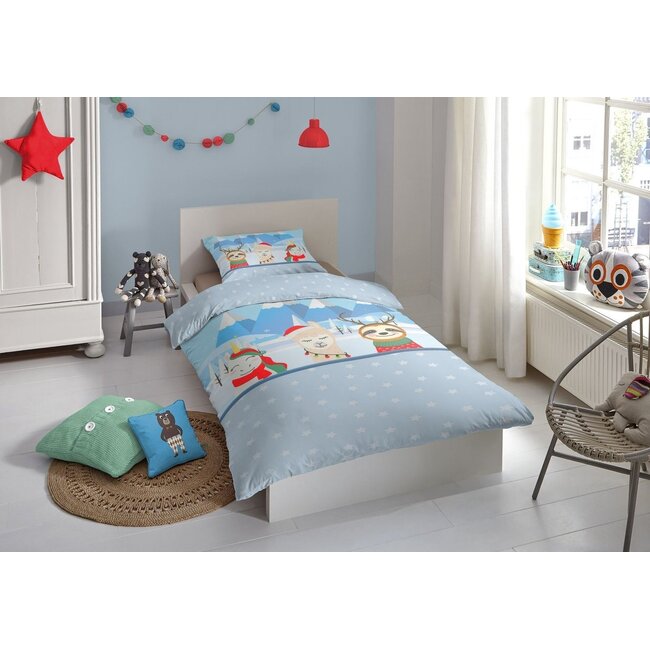 Flanel kinderdekbedovertrek Friends - 140x220 + 60x70 cm