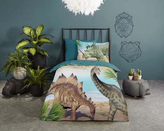 Good Morning kinderdekbedovertrek Dino's - katoen - 140x220 + 60x70 cm
