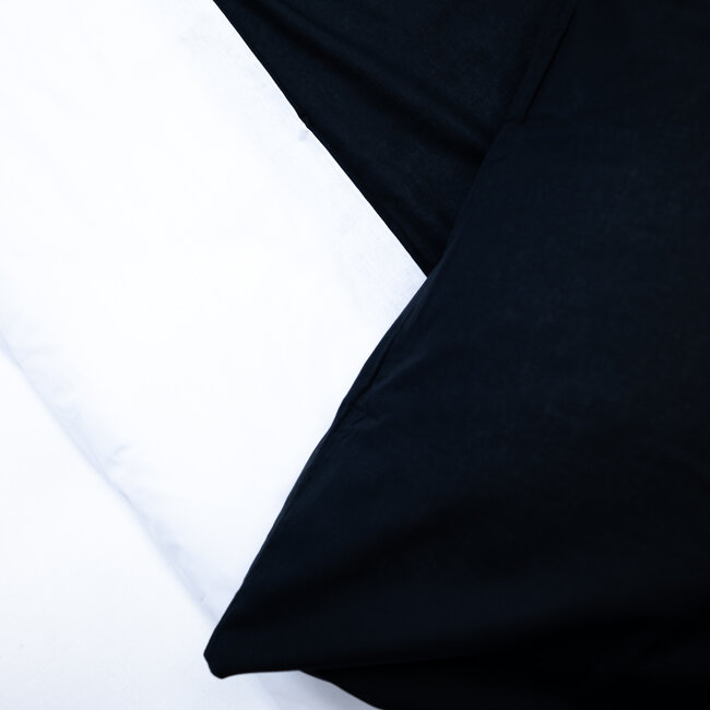 Katoen dekbedovertrek double face - zwart - wit