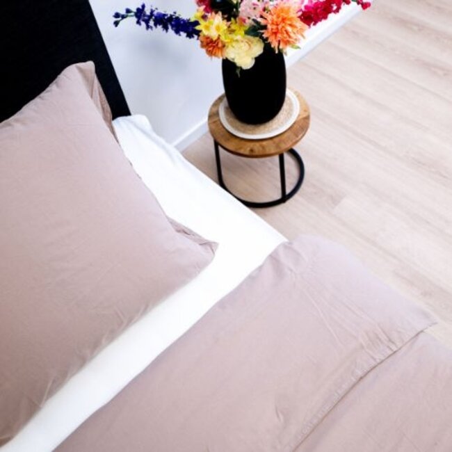 Katoen dekbedovertrek Stone washed - mink - 1-persoons (140x220 + 60x70cm)