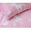 Teddy Fleece kinderdekbedovertrek - Glow in the dark - Unicorn  - Roze - 140x220 + 60x70 cm