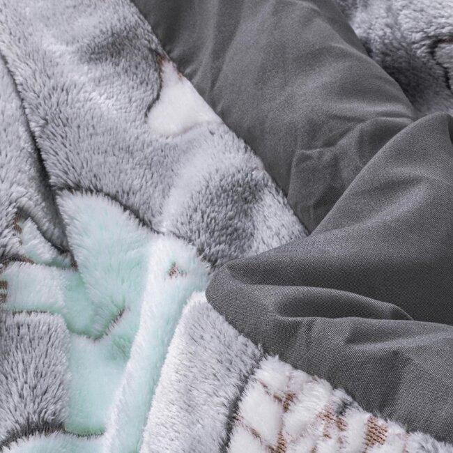 Teddy Fleece kinderdekbedovertrek - Glow in the dark - Dinosaurs - Grijs - 140x220 + 60x70 cm