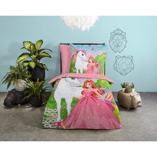 Katoen kinderdekbedovertrek Fairytale  - 140x220  + 60x70 cm