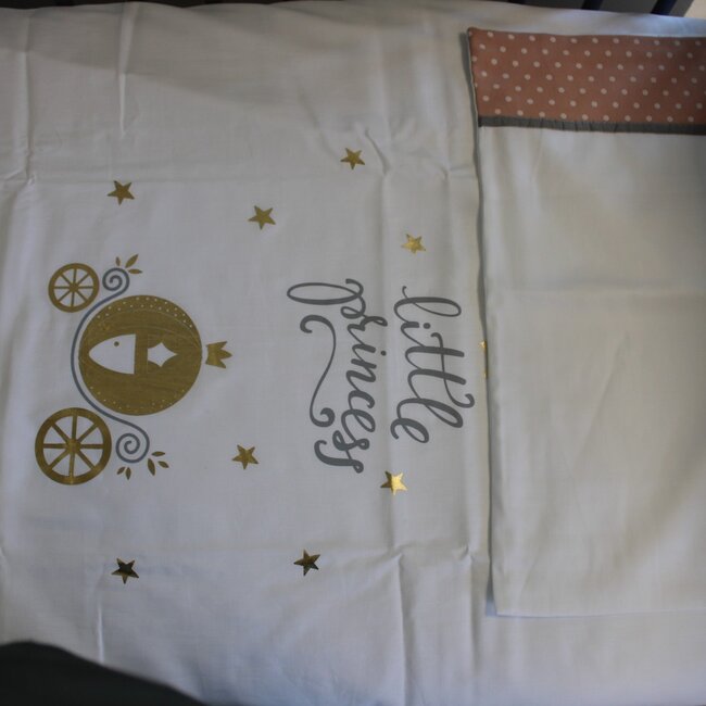 Ledikant dekbedovertrek set - Little princess - roze - katoen