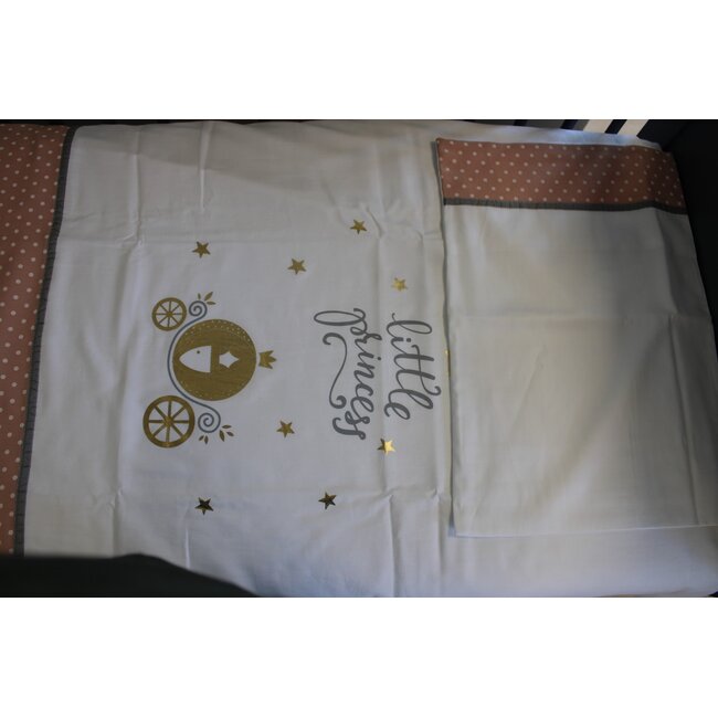 Ledikant dekbedovertrek set - Little princess - roze - katoen