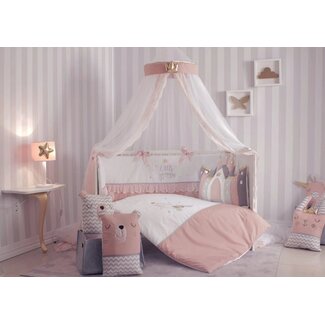 Bndeco Ledikant dekbedovertrek set - Little princess - roze - katoen
