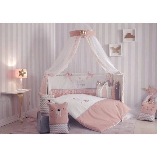 Ledikant dekbedovertrek set - Little princess - roze - katoen