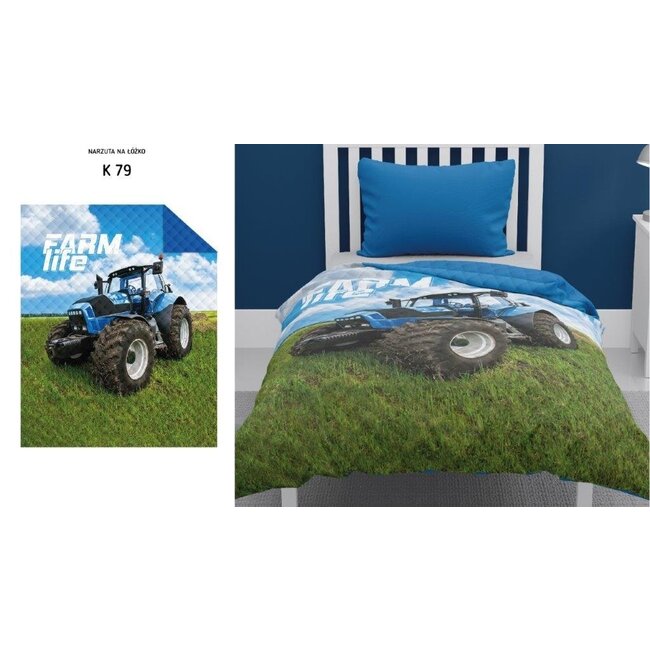 Bedsprei blauwe trekker - 170x210 cm