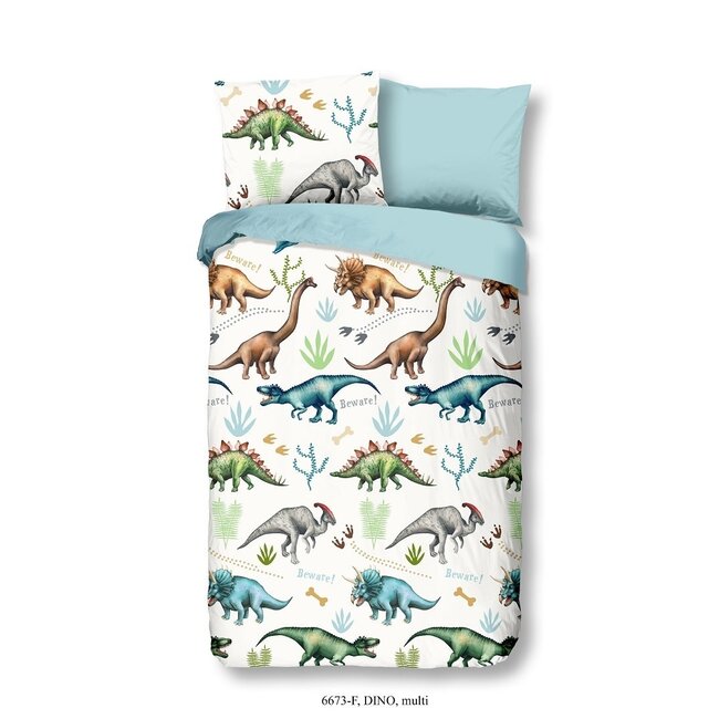 Flanel kinderdekbedovertrek Dino - flanel - 140x220 + 60x70 cm