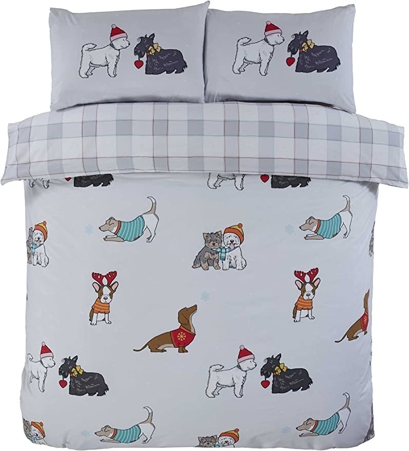 Finest Homeware dekbedovertrek Winter Tails honden - blended katoen
