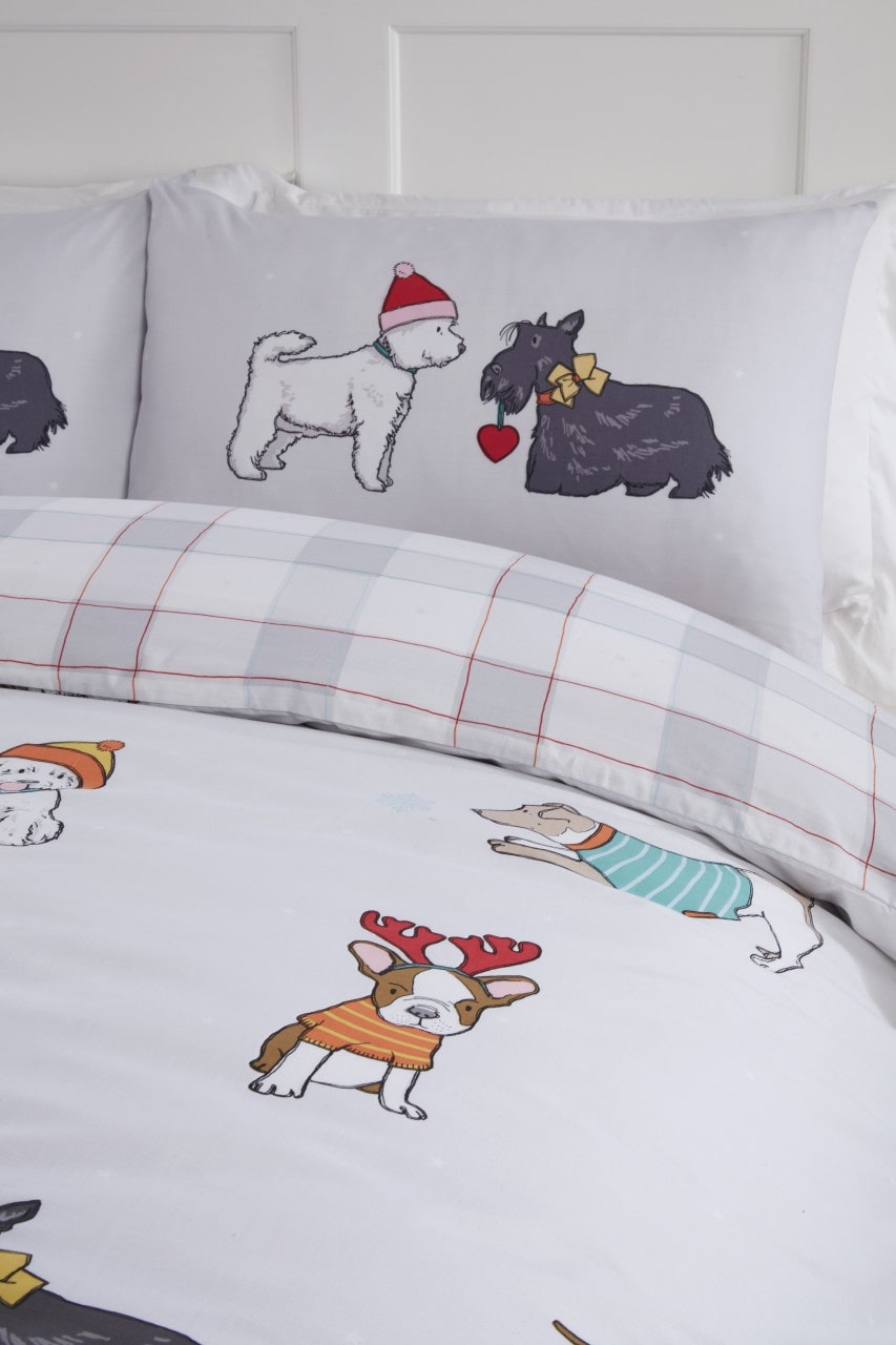 Finest Homeware dekbedovertrek Winter Tails honden - blended katoen