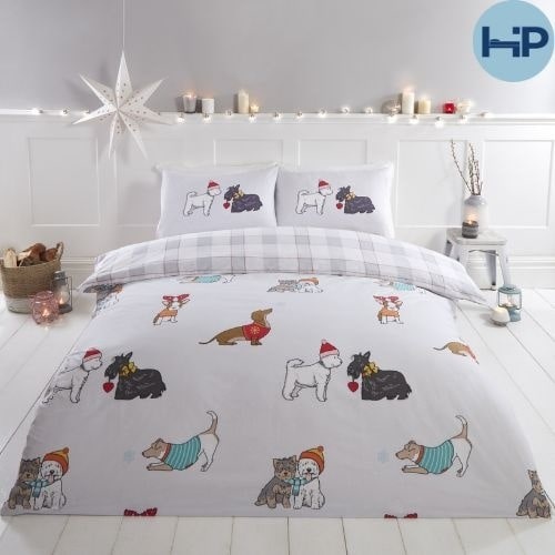 Finest Homeware dekbedovertrek Winter Tails honden - blended katoen