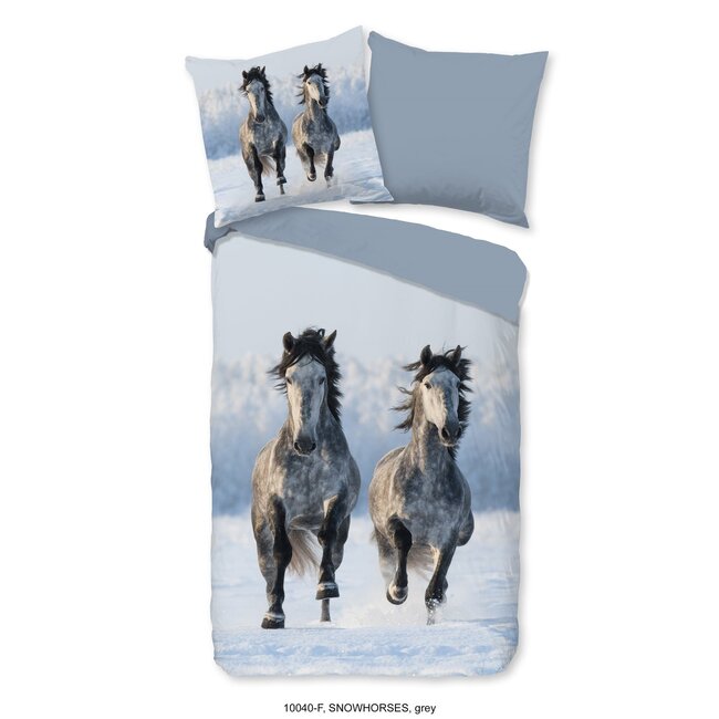 Flanel kinderdekbedovertrek snow horses - 140x220 + 60x70 cm