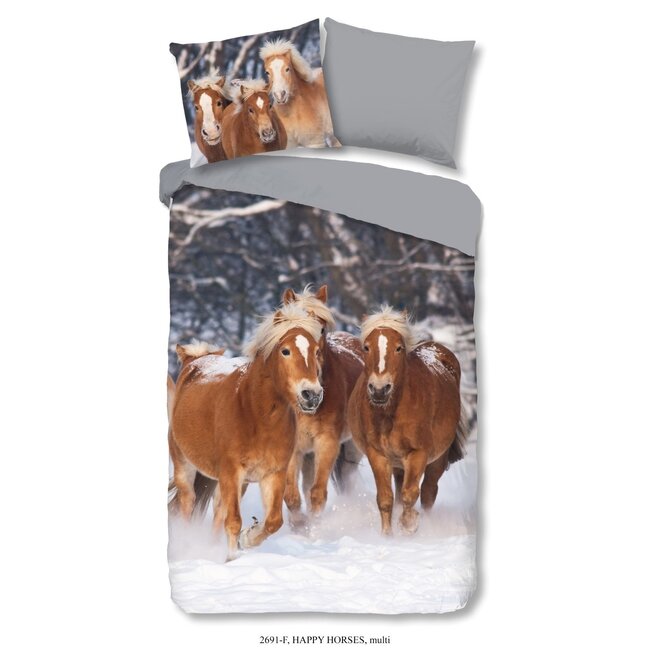 Flanel kinderdekbedovertrek pony's - 140x220 + 60x70 cm