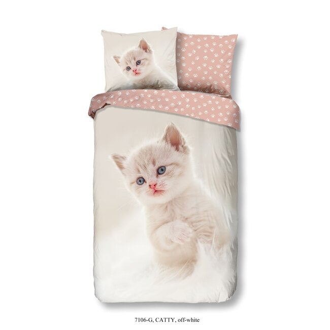 Katoen kinderdekbedovertrek kitten cute - 140x220 + 60x70 cm