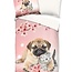 Microvezel dekbedovertrek Mopshond  & kitten - 1-persoons (140x220 + 60x70cm)