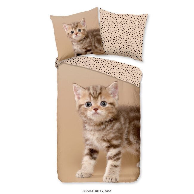 Flanel kinderdekbedovertrek Kitty kitten - 140x220 + 60x70 cm