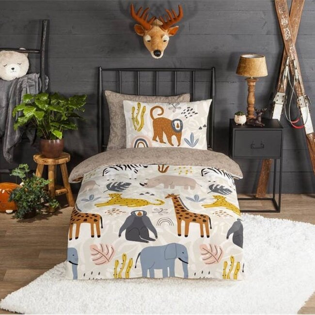 Flanel kinderdekbedovertrek Jungle - 140x220 + 60x70 cm