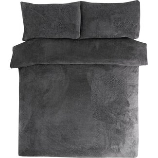 .Teddy by Decoware® Teddy fleece dekbedovertrek - antraciet - 2 kanten teddy
