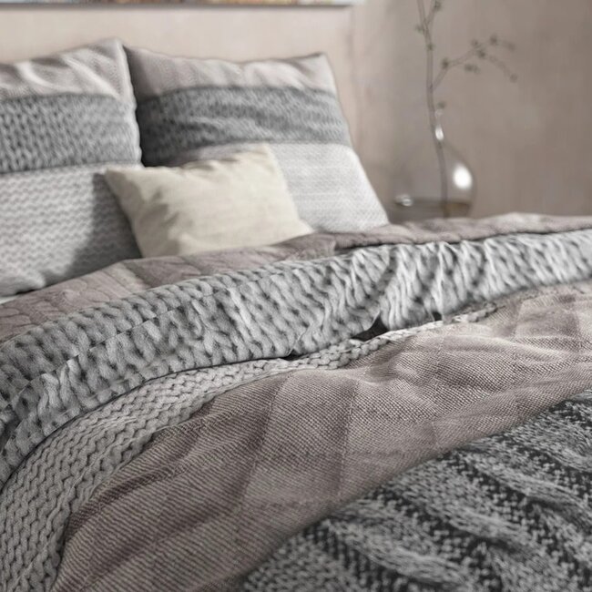 Flanel  dekbedovertrek Elin - taupe