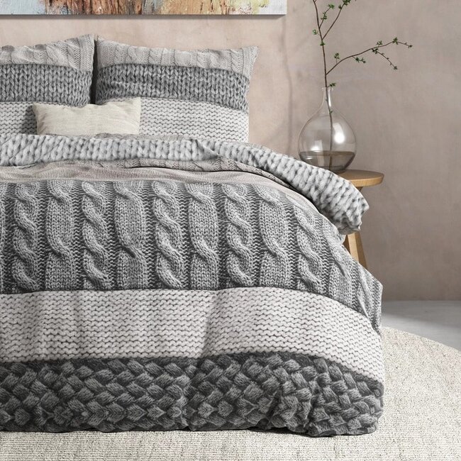 Flanel  dekbedovertrek Elin - taupe