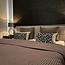 .Decoware® Hotelstreep dekbedovertrek - donkerbruin - katoen satijn