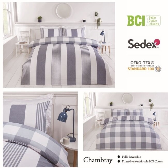 Polykatoen dekbedovertrek Chambray denim