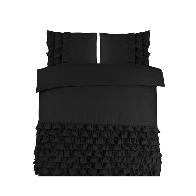 Katoen dekbedovertrek Cyprus - zwart