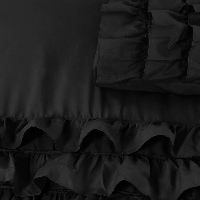 Katoen dekbedovertrek Cyprus - zwart