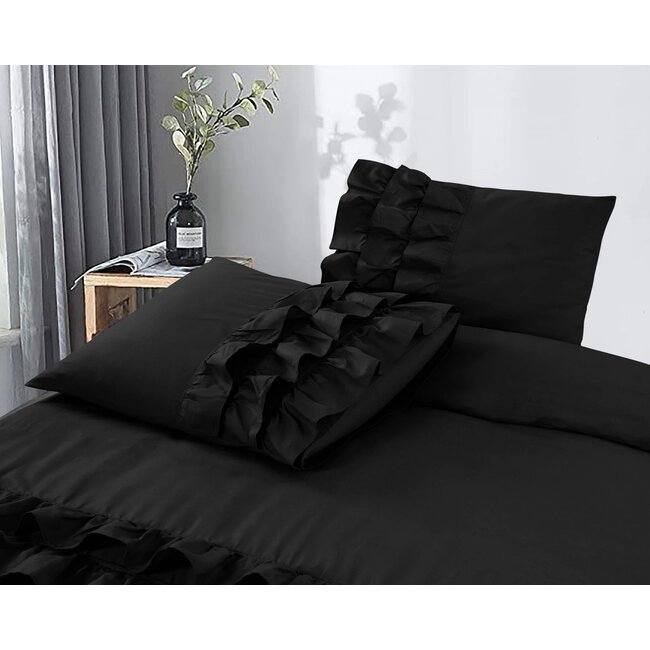 Katoen dekbedovertrek Cyprus - zwart