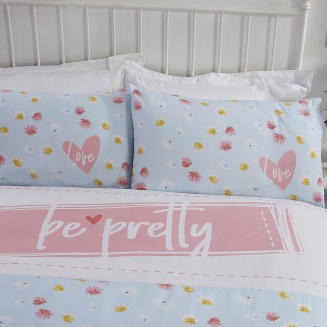 Polykatoen dekbedovertrek Be pretty blauw