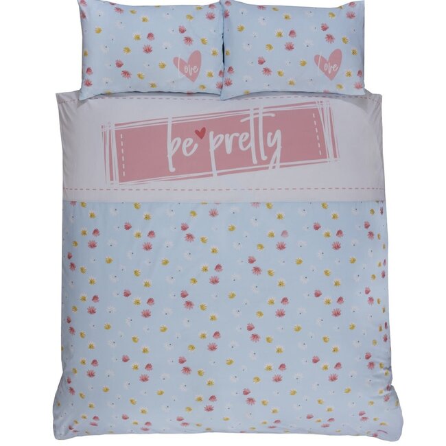 Polykatoen dekbedovertrek Be pretty blauw