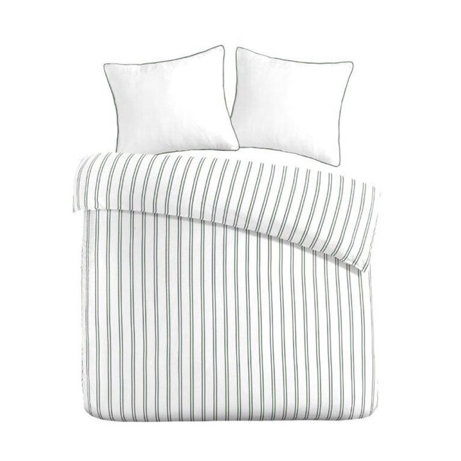 Katoen satijn dekbedovertrek Hugo groen