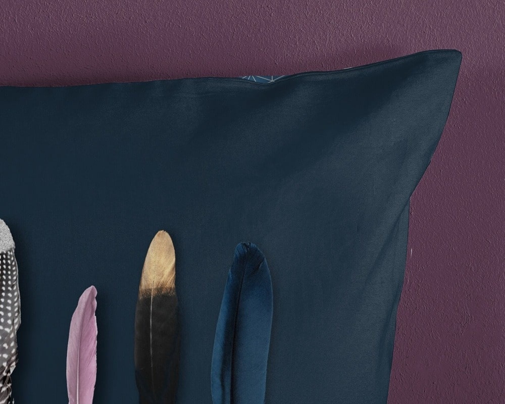 Good Morning dekbedovertrek Feathers blauw - katoen