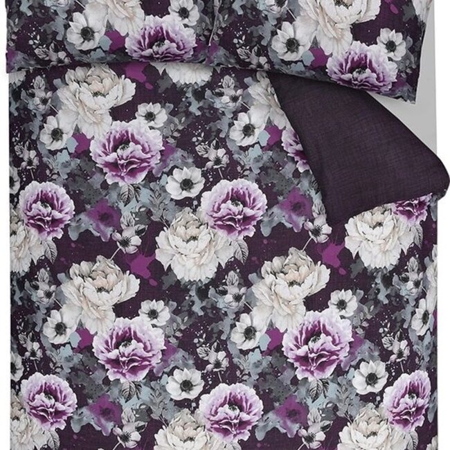 Dekbedovertrek Inky floral - Polykatoen - 1-persoons (135x200 + 50x75cm)