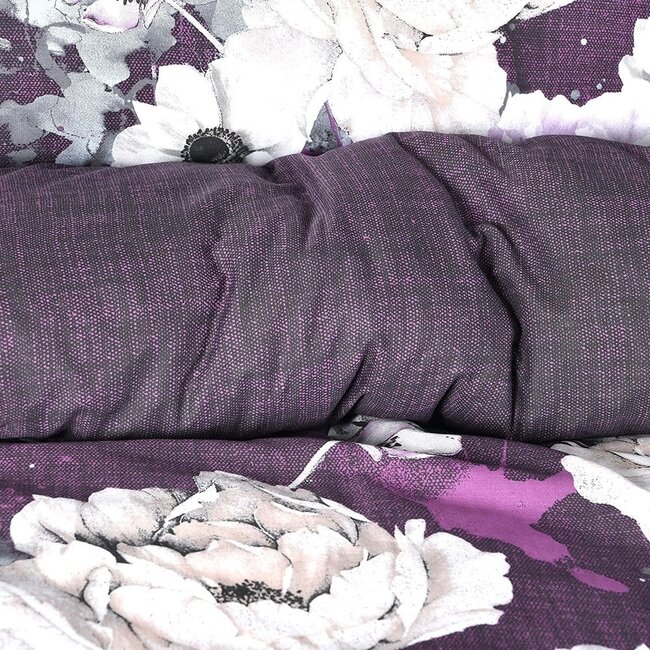 Dekbedovertrek Inky floral - Polykatoen - 1-persoons (135x200 + 50x75cm)