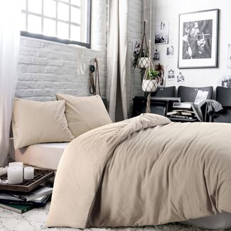 BLCKOUT BLCKOUT dekbedovertrek Alberta - zand - biologische percale katoen