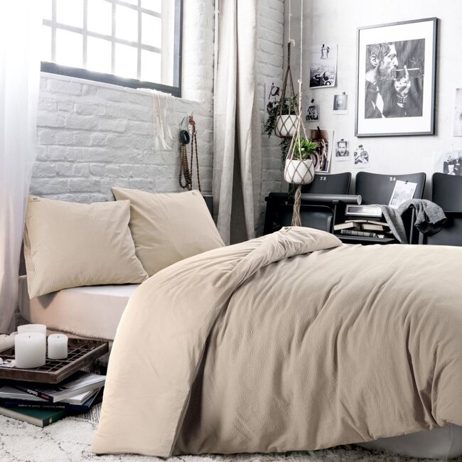 BLCKOUT dekbedovertrek Alberta - zand - biologische percale katoen