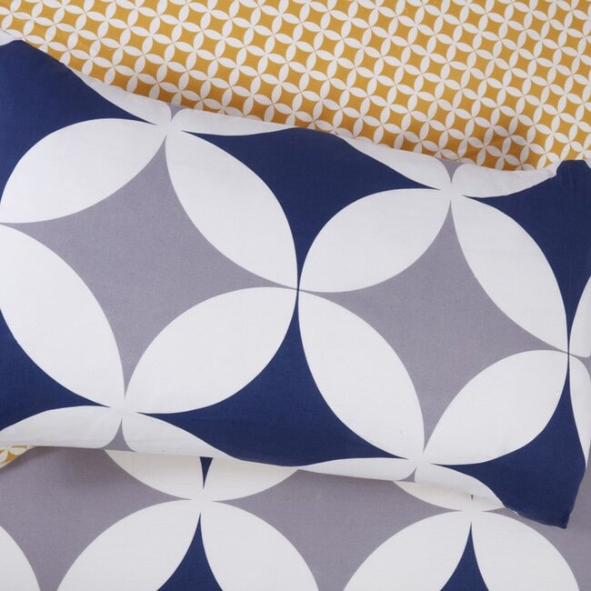 Polykatoen dekbedovertrek Geo - blauw