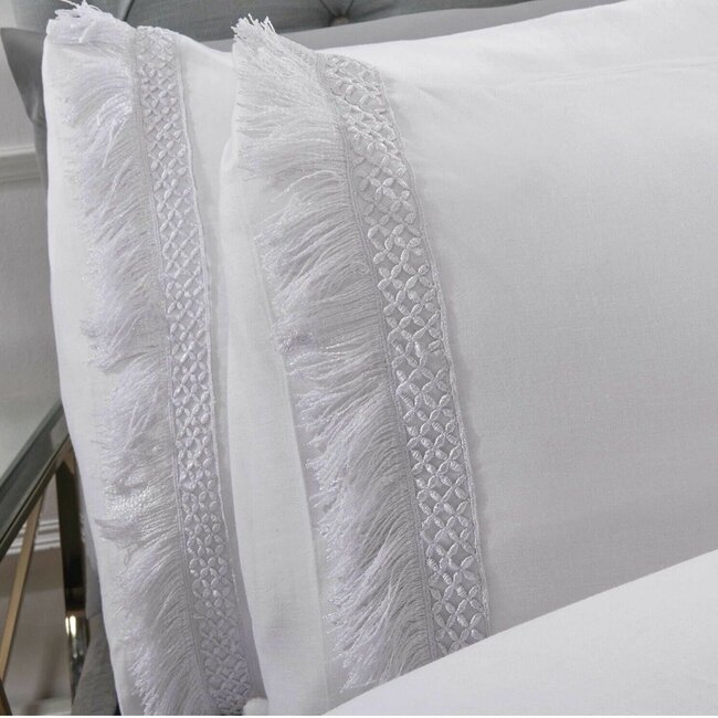 Polykatoen dekbedovertrek Tia Trellis wit - 1-persoons (135x200 + 50x75cm)