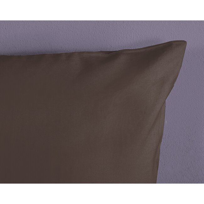 Katoensatijn dekbedovertrek uni bruin