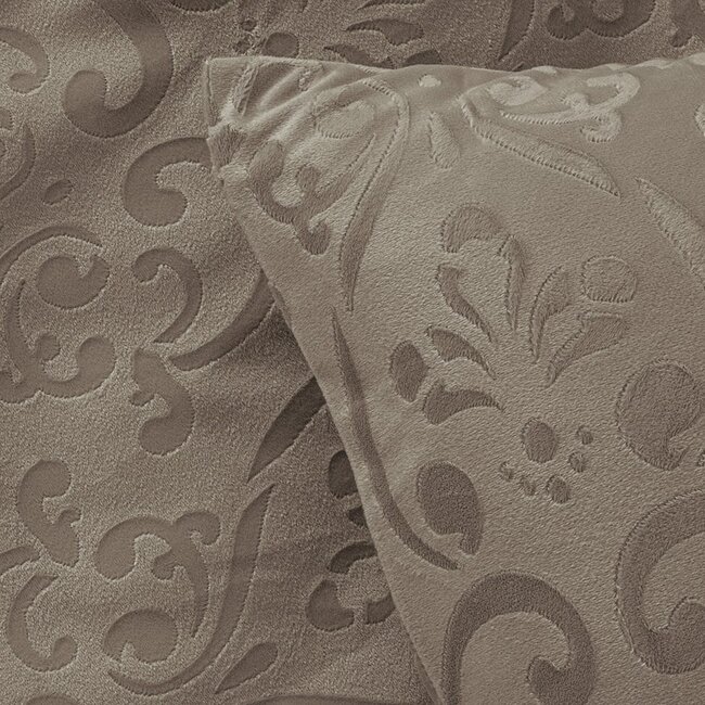 Velvet dekbedovertrek Sultan - embossed - taupe - 140x220 + 60x70cm