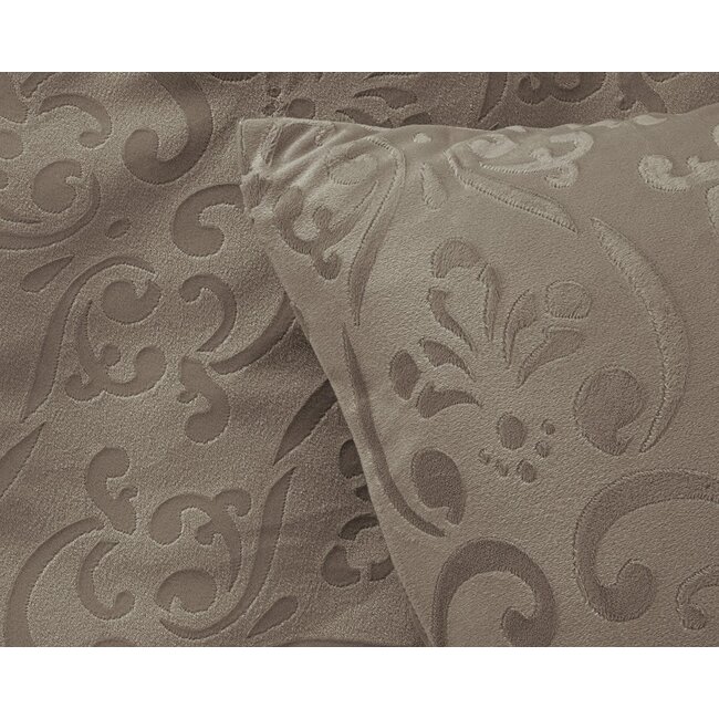 Velvet dekbedovertrek Sultan - embossed - taupe - 140x220 + 60x70cm